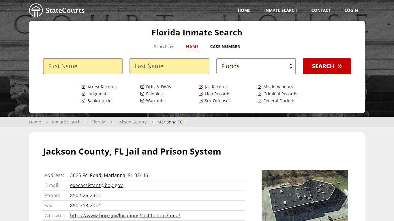 Marianna FCI Inmate Records Search, Florida - StateCourts