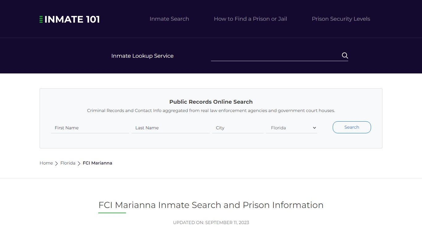 FCI Marianna Inmate Search | Lookup | Roster